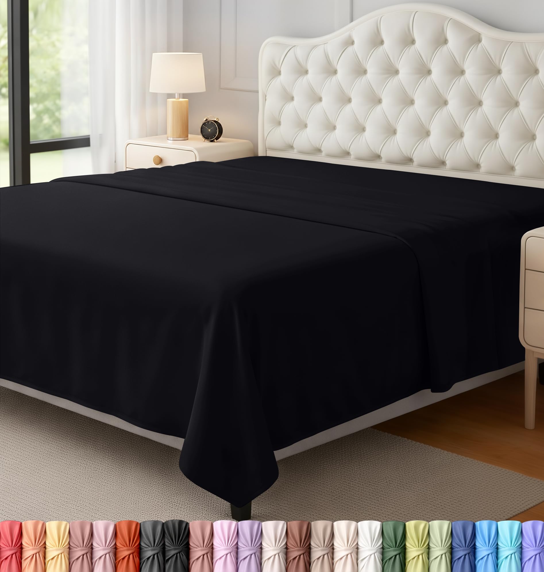 Utopia Bedding Flat Sheet - Easy Care Soft Brushed Microfibre Fabric - Wrinkle, Shrinkage and Fade Resistant (Black, King) — image 1