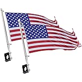 2 Pack Universal Boat Flag with Boat Flag Pole Kit, Stainless Steel Rail Mount Flag Pole, USA Flag with 50 Stars Boat Accessories