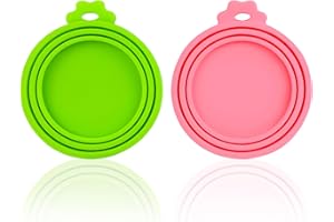 Lydia's Deal Can Covers for Pet Food Cans, Universal Silicone Can Lids BPA Free & Dishwasher Safe, Pet Food Can Lid Covers Fit Most Standard Size Canned Cat and Dog Food (Pink+Green)