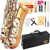 Glory Gold/Nickel B Flat Tenor Saxophone with Case,10pc Reeds,Mouth Piece,Screw Driver,Nipper. A pair of gloves, Soft Cleaning Cloth.