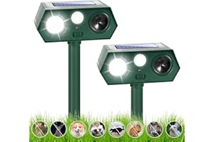 JAHY2TECH 2 Pcs 2024 Ultrasonic Cat Repellent Outdoor, Waterproof Solar Animal Deterrent with Motion Sensor for Deer Squirrel Cat Dog Skunk Rabbit Raccoon, Deer Repellent Devices, Skunk Repellent for Yard