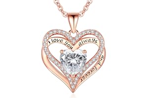 GIFON S925 Sterling Silver Necklace for Women, Wife Jewelry Rose Gold, Mom Birthday Valentines Mothers Day Gifts, Girlfriend Necklaces, Daughter Heart Jewel, Anniversary for Her