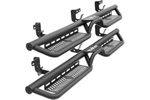 EYOUHZ Crew Cab Running Boards Side Steps Compatible for 2009-2018 Dodge Ram 1500, 2019-2024 1500 Classic, 2010-2024 Dodge Ram 2500 & 3500 CrewCab, Bolt-on Nerf Bar, Two Stairs Design-Star Logo