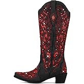 onlymakerheels Western Mid Calf Cowboy Cowgirl Boots Sparkly Rhinestone Bling Cowboy Boots for Women