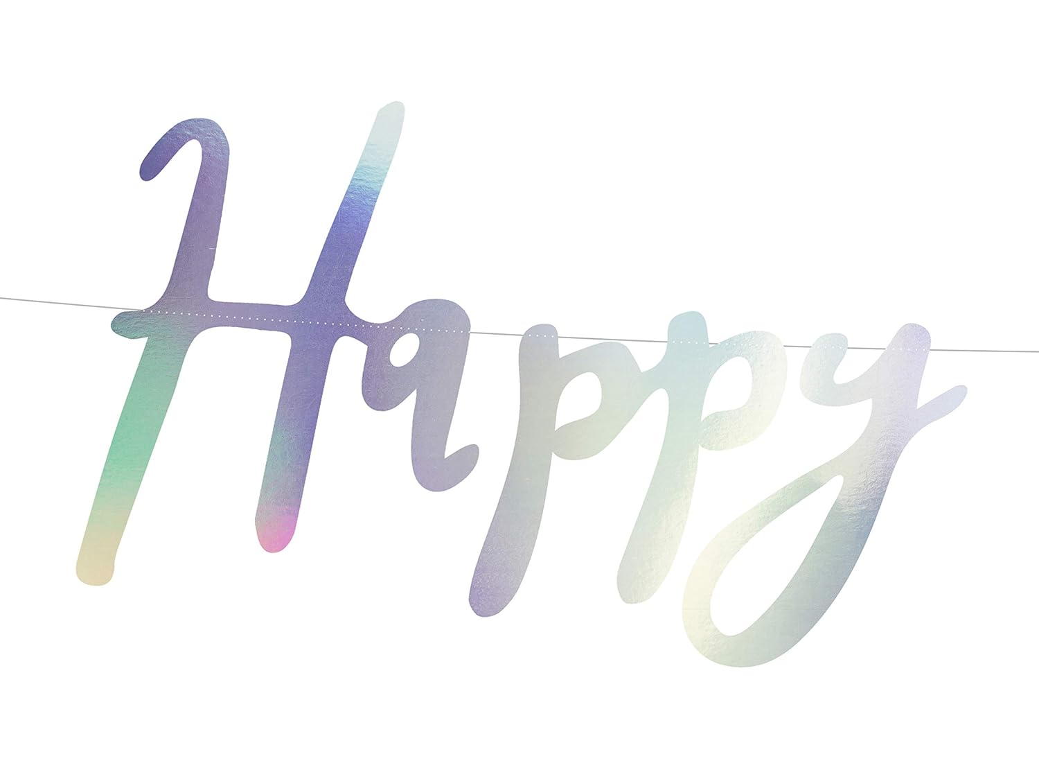 PartyDeco Happy Birthday Opalescent Paper Banner Size: 16.5 x 62 cm Decoration Birthday Party Backdrop Jubilee - Image 4