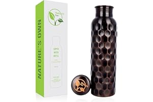 Nature's Own Copper Water Bottle, 34oz, Black Diamond, Ayurvedic Water Bottle with Lid, for Hiking, Camping, Home, Office, Gym, Travel, Outdoor Activities