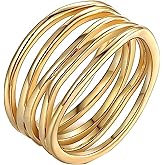 JUNLINTX 18k Gold Statement Ring for Women Size 6 7 8 9 10 Thumb Rings Silver Dome Ring Chunky Gold Rings Everyday Rings for Women