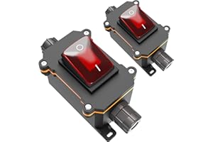 DMTVAL 2-Pack Waterproof Red Light Rocker Switch, DPST ON/Off Inline Toggle with Cord, 20A-125V, 16A-250V, 30A-24V, 35A-12V, IP66, for Cars, Boats, RVs