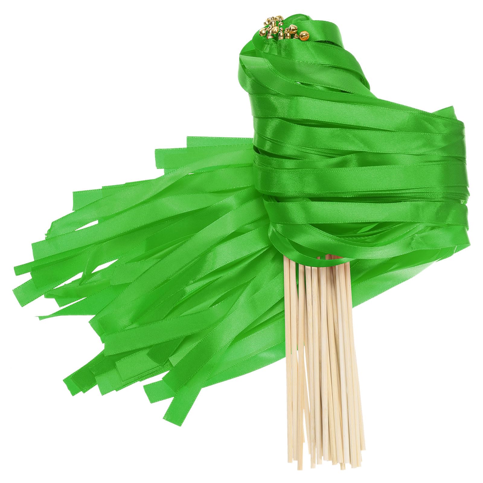 Photo 1 of uxcell 30 Pcs Ribbon Sticks Chromatic Silk Ribbon Party Streamers for Wedding Activities, Valentines, Light Green