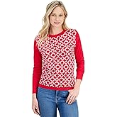 Nautica Jeans Women's Cotton Circle Link Crewneck Sweater (Bright Red, Medium)