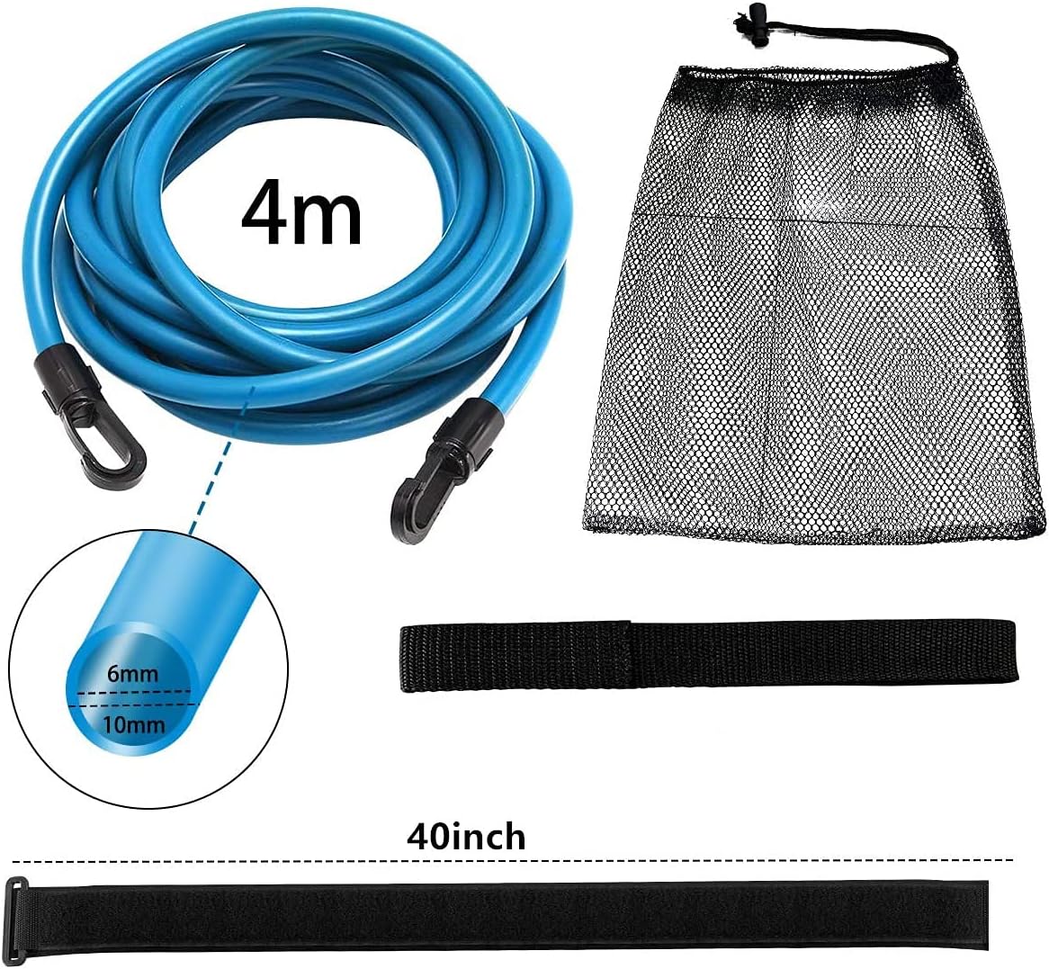 FOOING 4M Swim Training Belts, Swim Training Leash, Swim Tether Stationary Swimming, Swim Harness Static Swimming Belt, Swim Bungee Cords Resistance Bands (Blue, 4) : Sports & Outdoors