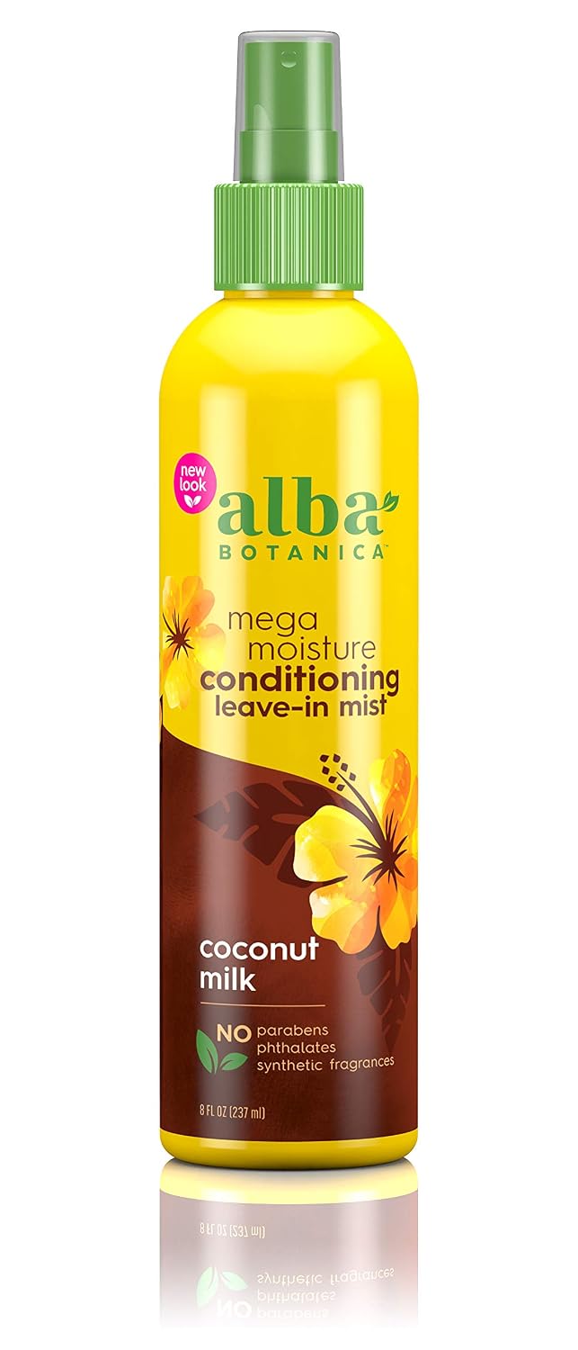 Alba Botanica Hawaiian Coconut Milk Leave-In Conditioning Mist, 8 Ounce (724742008499)