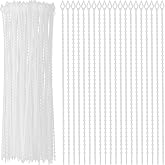 Saisn 100 Pack Beaded Cable Ties Fasteners Adjustable Zip Ties Ultra Strong Reusable Wire Ties Durable Plastic Zip Straps Flexiable White Beads Loop Twist Ties, 9 Inch