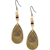 MINACHI Vintage Bohemian Antique Brass Teardrop Filigree Dangle Drop Earrings, Boho Hippie Jewelry Gift for Women