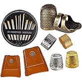 ZMAAGG Thimbles for Hand Sewing, 8 PCS Sewing Thimble, Metal Thimble | Thimbles for Hand Embroidery, Thimbles for Hand Quilting, Leather Thimble for Sewing, Embroidery