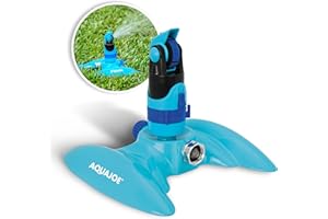 Aqua Joe AJ-MSSBM 4-Pattern Gear Drive Sprinkler w/Lie-Flat Metal Base for Any Landscape