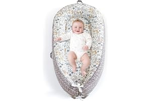 BELIVIUM Baby Lounger Pillow for Newborn, Detachable 0-18 Months Infant Nest, Co Sleeper in Bed, Portable Baby Floor Bed Bassinet, Tummy Time Pillow Sleeping Travel Essentials Must Haves Newborn Gifts