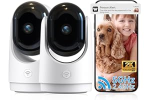 ILWUT Security Camera Indoor Cam-2K 360° WiFi Cameras for Home Security,Pan & Tilt,Pet/Dog/Baby Camera with Phone app,2-Way Audio,Night Vision,24/7 Cloud & Micro SD Card Storage 2 Pack