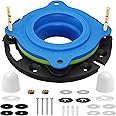 MENNTY Toilet Flange Repair Kit with Flange & Elastic Wax Ring for Toilet Install, Toilet Ring Seal, Rubber Toilet Gasket Seal Replacement Kit Include Hardware Nuts, Washer, Bolts and Bolt Caps