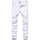 Boy's Skinny Fit Ripped Destroyed Distressed Stretch Slim Jeans Pants
