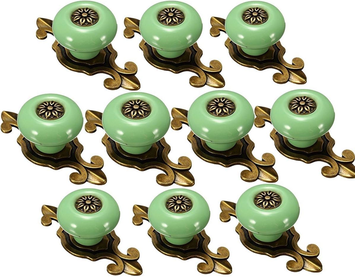 Yahead 10pcs Vintage Ceramic Door Knobs Drawer Pull Handle Cabinet Closet Dresser Cupboard Wardrobe Furniture Door Kitchen Matted