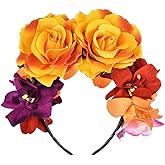 DreamLily Day of The Dead Headband Costume Rose Flower Crown Mexican Headpiece BC40