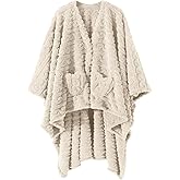 Wearable Blanket Sherpa Fleece Shawl Blanket with Pockets Blanket Poncho Cape for Adults, Cozy Shawl TV Throw Blankets