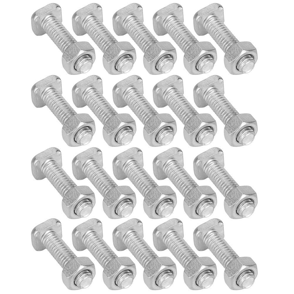 Nivvity Greenhouse Nuts,20 Set 22mm M6x22 Bolts and M6 Nut Aluminium Nuts & Greenhouse Bolts Nuts Greenhouse Bolts Set Tool Accessory for