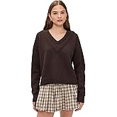 LE BOP Women's Double V Neck Pullover Sweater