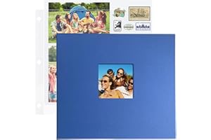 1DOT2 12x12 Inch Large 3 Ring DIY Scrapbook Photo Album with 40 Plastic Sleeves 80 White Pages Linen Cover Blank Scrapbooks, 12 x 12 Scrap Book Albums for Baby Travel Wedding Graduation kids (Blue)