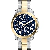Fossil Men's Grant Quartz Stainless Steel and Leather Chronograph Watch