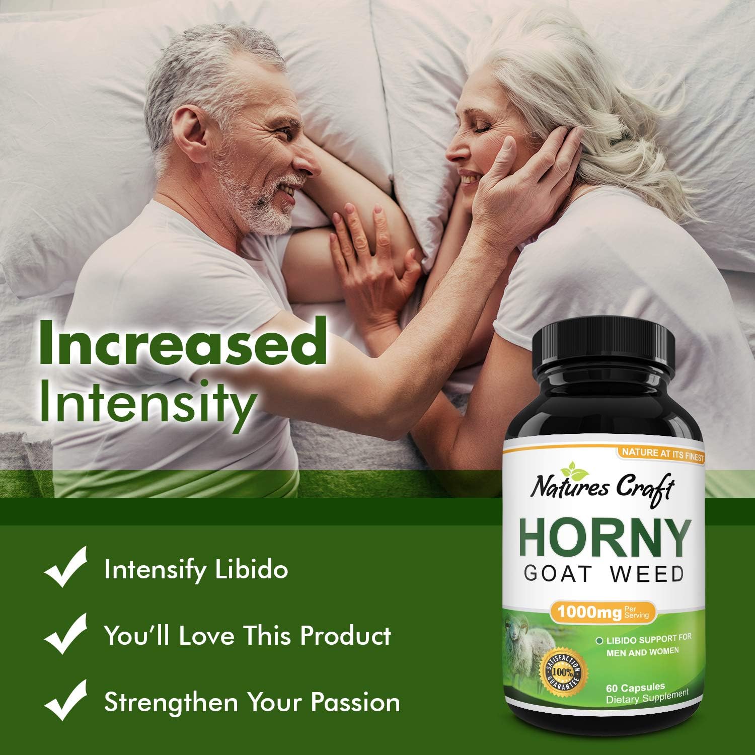 Horny Goat Weed Herbal Complex Extract for Men and Women – Performance Maca Root Tongkat Ali Powder – Testosterone Booster 1000mg Pure Dosage Capsules – Energy Stamina Ginseng by Natures Craft: Health & Personal Care