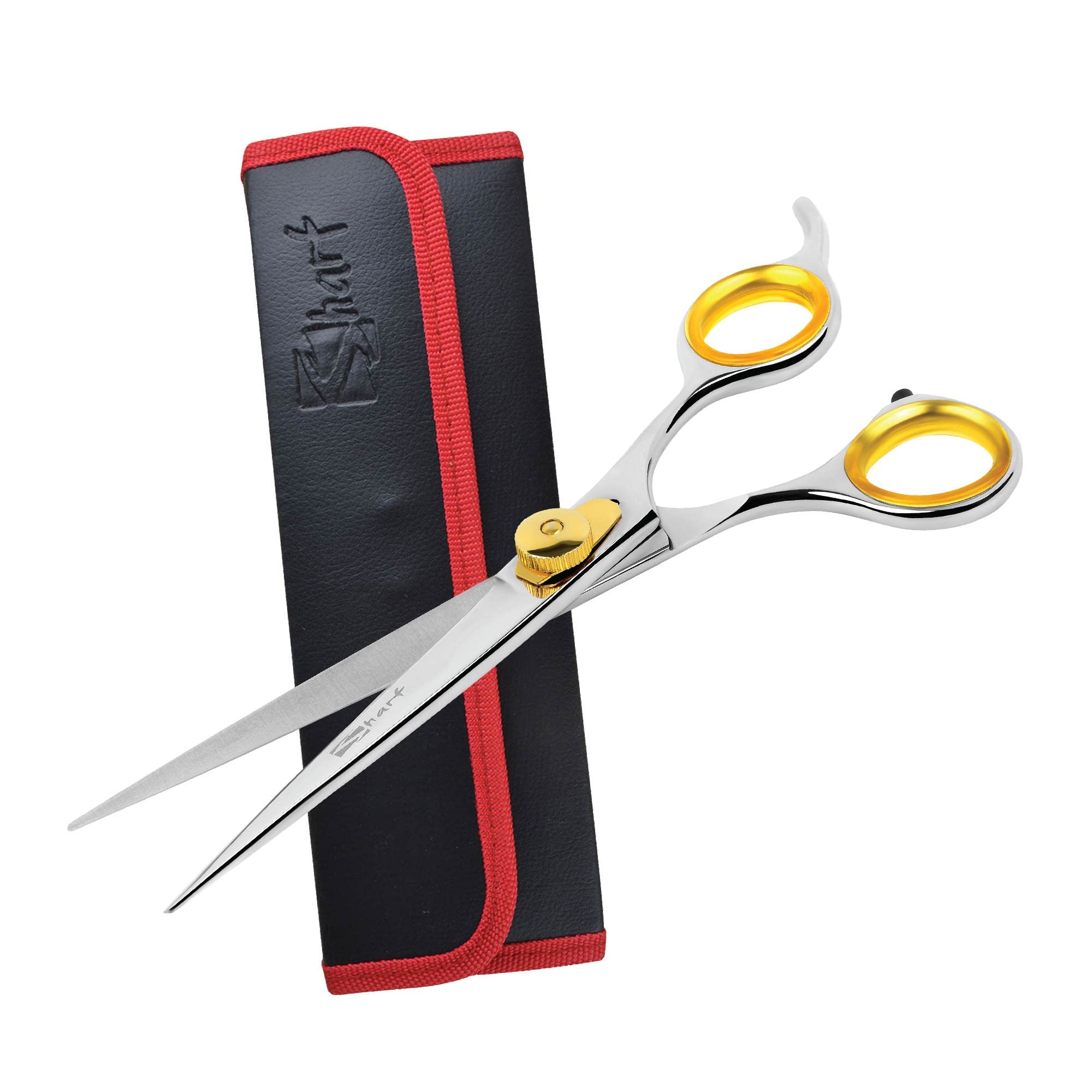 SHARF Gold Touch Pet Grooming Scissors Straight Blades, 7.5 Inch Dog Shear, Stainless Steel Gold