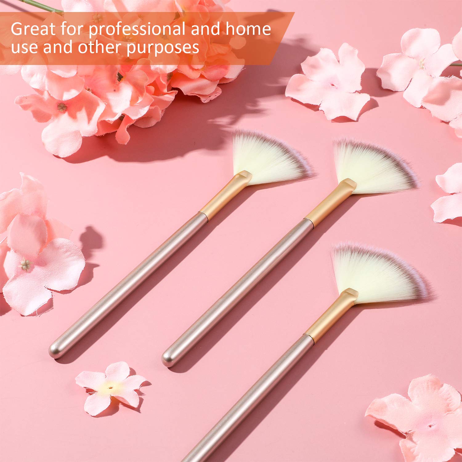 9 Pieces Soft Facial Makeup Brush Facial Powder Cosmetics Brushes Wooden Handle and Soft Fiber Face Fan Shape Brushes Makeup Brushes Cosmetic Tool for Face Highlighting Makeup Powder: Beauty