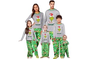 HUTJDHA Christma Pajama Family Christmas Pjs Matching Sets with T-Shirt and Pants Holiday Family Sleepwear Pajamas