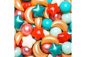 TRENDPLAY Star Ball Pit Balls Set: Vibrant Mix of Shapes - 50 100 200 500 Mix Stars Moon Shapes for Kids, Perfect for Parties, Playtime