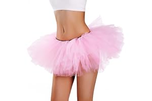 Phantomon Tutu Skirt Women's Teens Classic Elastic 5 Layered Tulle Ballet Skirt, 1950s Vintage Style Short Skirt, Adult Size