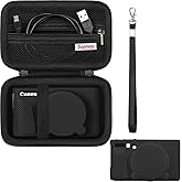 Supmay Carrying Case for Canon PowerShot SX740 HS, SX730 HS Camera, SX740/SX730 Digital Camera Case Bundle, Include Hard Case*1+Soft Silicone Case Cover*1, Black