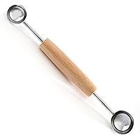 Norpro Double Melon Baller w/Wood Handle, 8 In, Brown