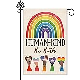 Hafhue Human Kind Be Both Welcome Garden Flag Yard Outdoor Farmhouse Decorations, Be Kind Flag Gift for Families Friends, Ally flag, Disability Flag, Equality Flags, Indigenous People Garden Flag(C)