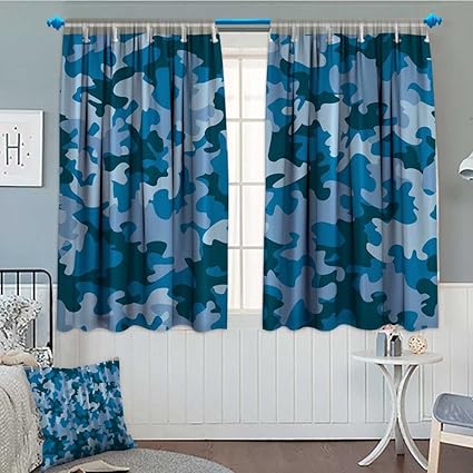 Amazon Com Camo Thermal Insulating Blackout Curtain Blue Military