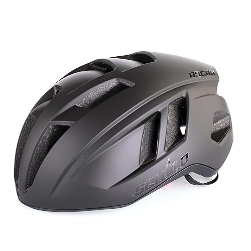 SQUALO Oscar Bike Helmet for Men Women, Aerodynamic Bicycle Helmets with Adjustment Dial Unisex Adults Cycling Helmet for Mountain Road Triathlon Biker (Large (22.83-24.41 inches), Matte Black)