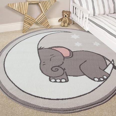 The Rug House Kinderzimmer Stil Elefant, Mond und Sterne Kids Baby Zimmer Kinder Boden Teppich Matte