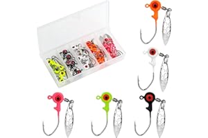 25pcs 1/16 oz Fishing Jig Hooks with Plastic Case, High Carbon Steel Crappie Jigs Fishing Lures Jig Heads for Freshwater and 