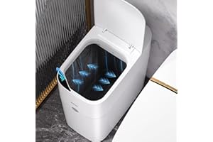 MOPUP Bathroom Trash Can, Automatic Bagging Garbage Can, 3.5 Gallon Slim Smart Small Plastic Trash Bin, Narrow Motion Sensor 