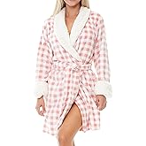 Alexander Del Rossa Women's Short Plush Robe with Pockets, Cozy Sherpa Bathrobe
