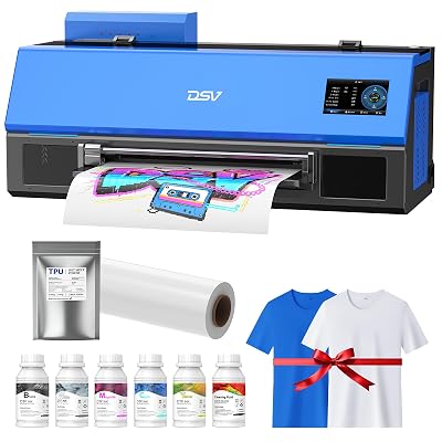 DSV A3 Plus XP600 DTF Printer,2X Printing Speed Compared to L1800,4.5” LED Multi-Function Touch Screen,Built-in White Circulation and Automatic Cleanin