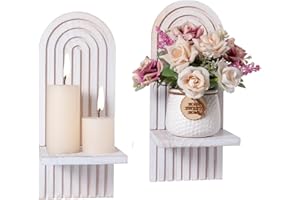 Yorkmills Sconces Wall Decor Set of 2, Wall Candle Holder Rustic Home Decor, Floating Candle Sconces Shelf White Wall Art, Farmhouse Wall Decor for Living Room, Dining Room, Bedroom, Bathroom