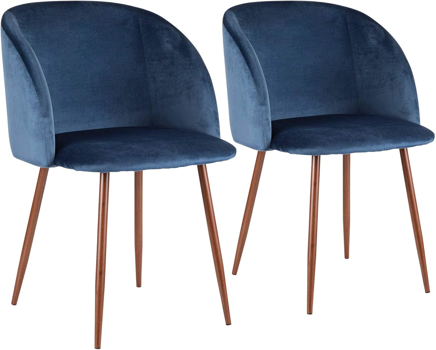 LumiSource Contemporary Dining Chair in Walnut and Blue - Set of 2