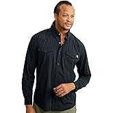 HUK Mens Creekbed Solid Long Sleeve Button Down Shirt, Fishing Shirt for Men